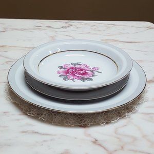 Sone Dinner, Bread & Butter Plate, Rim Soup Bowl Dish Set Made in Occupied Japan